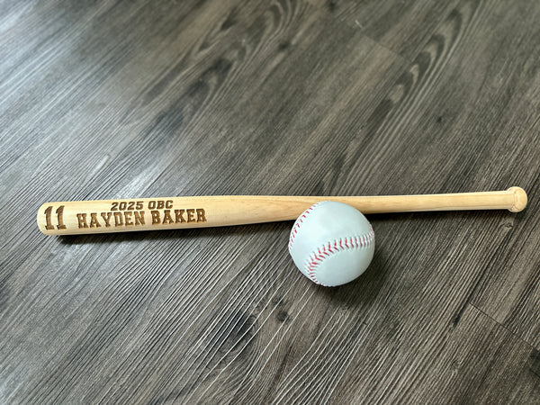 18” engraved wooden bat
